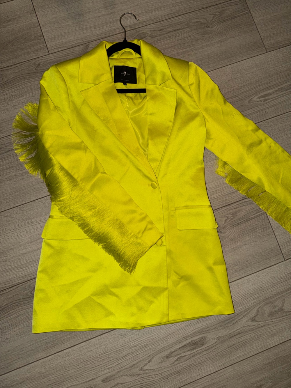 7 For All Mankind Neon Yellow Fringe Blazer